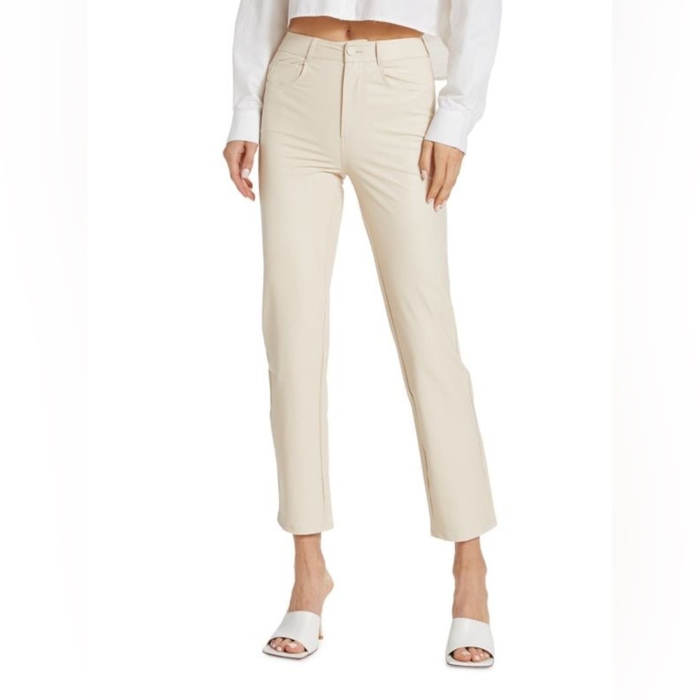 OoLala Faux Leather Skinny Jeans – Cream, Size Small